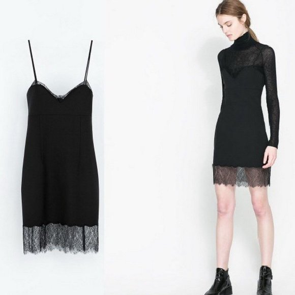 💞HP💞 ZARA Black FITTED LINGERIE STYLE Dress - Picture 8 of 11